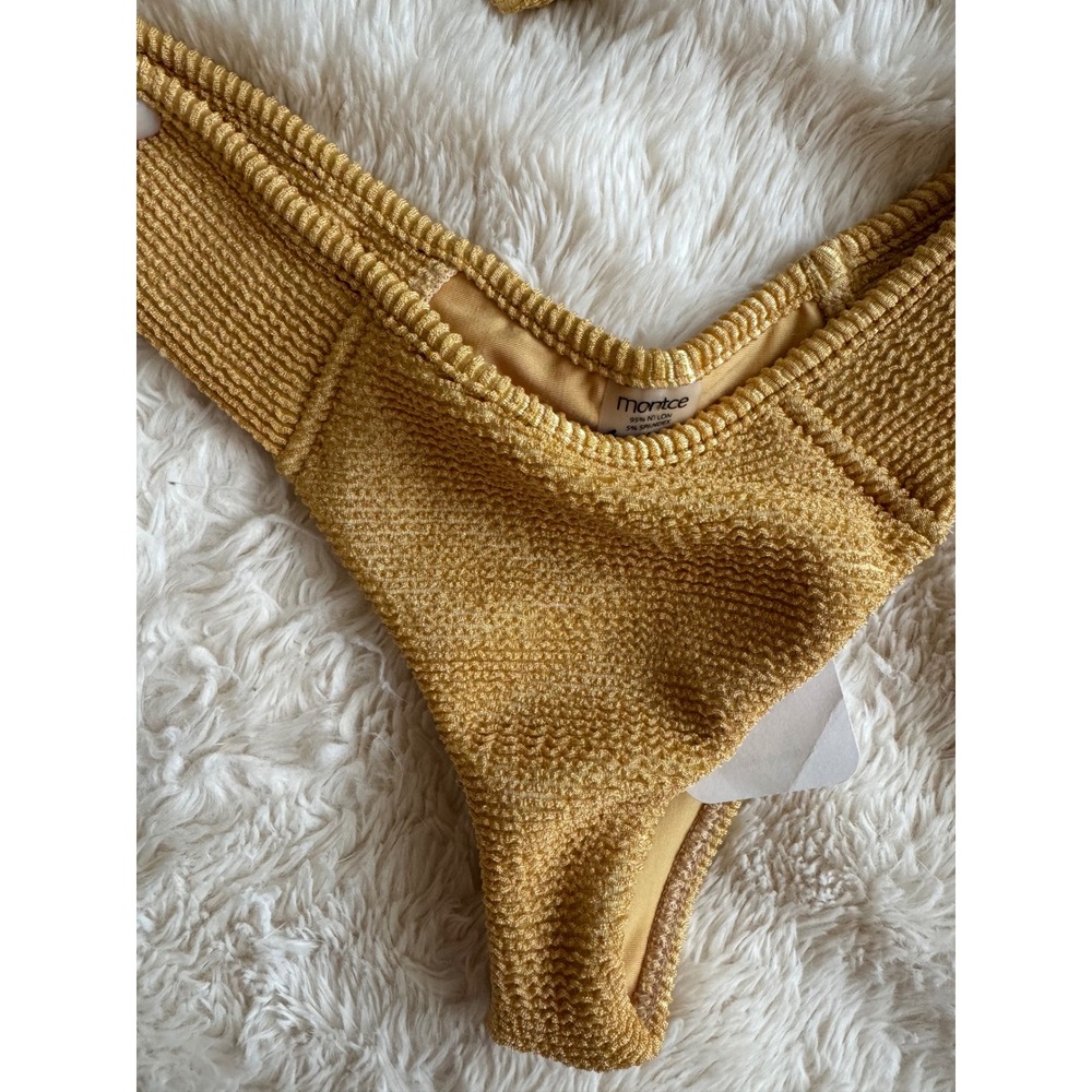 NWT Montce key Lime Tori Ties Bandeau Added Coverage Uno Bikini Set Size M - Picture 8 of 8